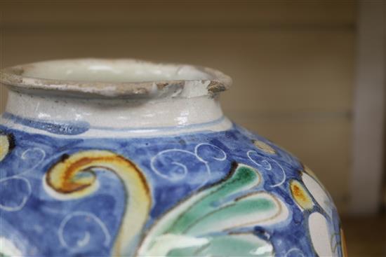 An 18th century Italian maiolica jar